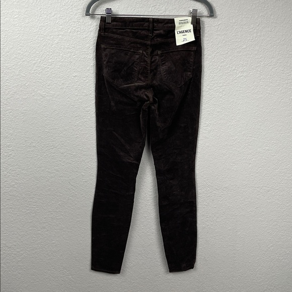 NWT L’Agence Marguerite High Rise Skinny Jeans Espresso Brown Velvet Sz 25 - Picture 5 of 11